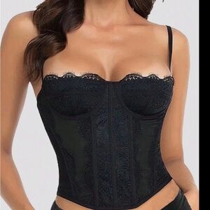 NWT Shein Bae Black Lace Bustier Corset Crop Top/ Lingerie – Size S (4)